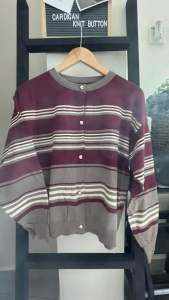 Female Cardigan Knitted Printed Botton Round Neck 🌺🌺🌺