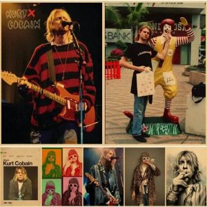 Kurt Cobain Singer Posters Rock and Roll Music Kraft Room Bar Cafe Decor Gift Art Wall Paintings