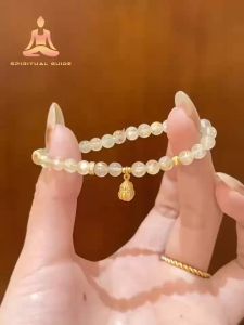 New Golden Rutilated Quartz Gourd Bracelet Womens Niche Zodiac Year Fortune Bracelet Birthday gift Lucky Citrine Wealth Attraction Bracelet