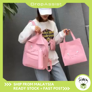 DROPASSIST 1217 IN 1 Backpack Set Canvas School Student Bag Sekolah Women Handbag Tote Beg Pen Case Set