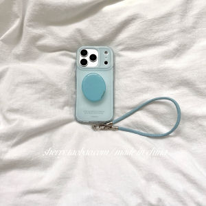 Sherry*ins Style Summer Fresh Light Blue Pure Color Phone Case for Apple 17ProMax iPhone 16Pro Minimalist Cute Girl Heart Simple Design