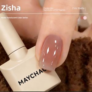 Maychao | Nail Polish Gel Icy Transparent Peach Pink Jelly Stain
