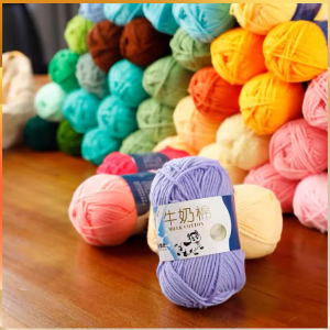 Soft Milk Cotton 5-Ply Knitting Yarn Needlework Dyed Lanas For Children and adult Crochet Craft Sweater Hat Dolls DIY Crocheting