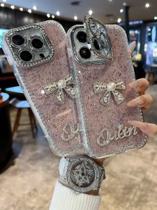 เคสโทรศัพท์มือถือแบบครอบเต็มพร้อมกรอบเพชร ป้องกันเลนส์ ลายผีเสื้อ หรูหรา สำหรับ Apple iPhone 16 pro 15 pro 14 pro Max