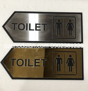 Bảng chỉ dẫn nhà vệ sinh toilet wc inox in uv 10 x 25cm