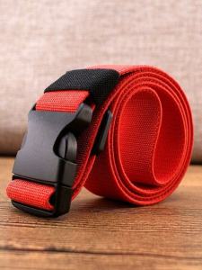 Non-Metallic Elastic Waist Belt for Women Student Style Narrow Plastic Buckle Red Pants Belt No Metal Leather New Year Design