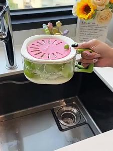 LMETJMA 2 in 1 Fruit Washing Bowl with Strainer Multifunctional Vegetable Colander Storage Container Drain Basket Fruit Strainer