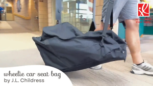 【SG Stock】J.L. Childress Wheelie Car Seat Travel Bag Black with Dual Rubber Wheels Gate Check Airplane Storage Bag for Baby Toddler Car Seats Boosters Carriers