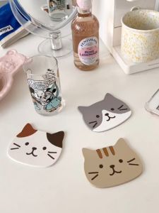 ที่รองแก้วหน้าแมว กรอบดํา ที่รองแก้ว ที่รองแก้วซิลิโคน จานรองแก้ว ซิลิโคนลองแก้ว กันลื่น กันร้อน แผ่นรองแก้ว แมว