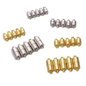 14K ชุบทองแพลตตินัมแม่เหล็กที่แข็งแรงทรงกระบอกตะขอเกี่ยวโรเดียมสำหรับทำสร้อยข้อมือ 1เซ็ต