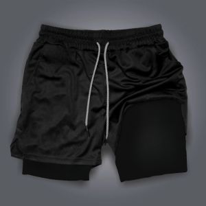 Demon Slayer Mens Double-layer Shorts Tengen Uzui Summer Japanese Anime Fake Two-piece Sports Fitness Quick-drying Shorts