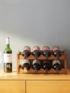 Simple Wine Bottle Rack Storage Stand Bamboo Material Bar Desktop Decoration Home Wine Cabinet Organizer Easy to Assemble