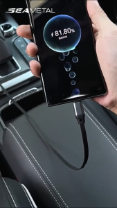 Seametal ชาร์จในรถยนต์ หัวชาร์จในรถ 120W อะแดปเตอร์ สายชาร์จในรถยนต์ ชาร์จ USB Type-C ยืดได้เก็บอัตโนมัติ