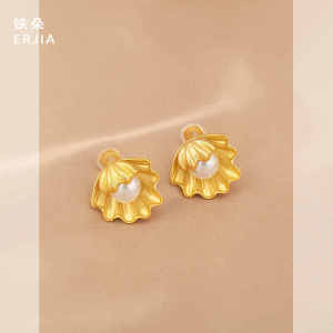 Elegant Vintage Pearl Shell Earrings with Personality Design No Piercing Required for Women Fashionable Accessory