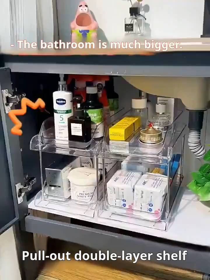 Sink pull-out rack sink bathroom cabinet storage layered rack