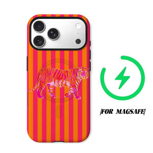 BILIBILI | Hot Pink Orange Tiger Phone Case for iPhone 18 17 16 15 14 13 12 11 Air Pro Max Plus Double-layer Cover