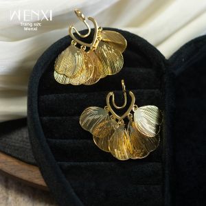 WENXI | Gold Ginkgo-Shaped Clip-on Earrings