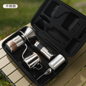 Mongdio Portable Hand-Poured Coffee Pot Set for Camping Outdoor Essential Coffee Equipment Hand Grinder Birthday Gift
