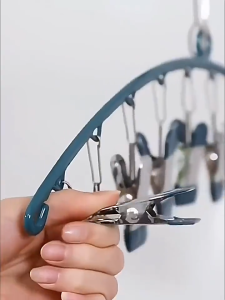 17 MILE 30clips Stainless Steel Hangers with Clips Hanging Closet Organizer Space Saving Clothes Hangers