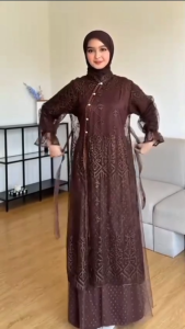 BISA COD Mahira Dress Velvet Brokat Tille Dress Dewasa Terbaru Dress Kondangan Dress Lebaran Wanita