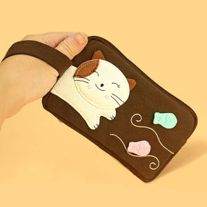 Handmade ขนาดใหญ่ความจุสามชั้นเกาหลีสไตล์ญี่ปุ่นผ้าเหรียญโทรศัพท์มือถือ Key Holder กระเป๋าถือสําหรับ Huawei Iphone