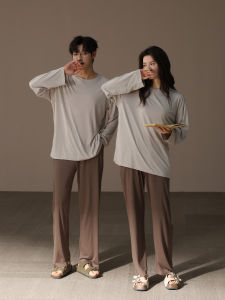 Ultra Soft Modal Couple Sleepwear Long Sleeve Casual Home Clothes Set for Men And Women Spring Autumn Seasonal Comfortable Pajamas