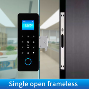 Fingerprint Glass Door Lock Bluetooth Sliding Glass Door Smart Lock Electronic Rfid Card Lock Hahalock APP Control