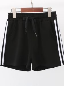 กางเกงขาสั้นสีดำสำหรับผู้หญิง ทรงหลวมสบาย ๆ สำหรับใส่ออกกำลังกาย วิ่ง ทรงเอวสูง กางเกงขายาวสามส่วน ทรงบาง กางเกงขายาวฤดูร้อน