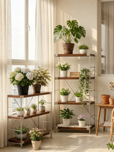 AMU·PIGGY | Vintage Style Balcony Living Room Floor Flower Stand