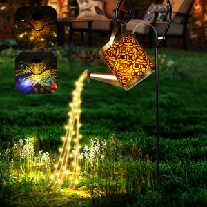 everso | Solar Lanterns Watering CanOutdoor Watering Can Water Lawn Light 36LED Kettle String Light Iron Retro Garden Landscape Lights