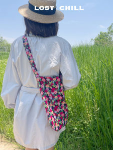 กระเป๋าผ้าใบลายดอกไม้สีลิ้นจี่ กระเป๋าสะพายข้างผู้หญิง กระเป๋าผ้าฝ้าย กระเป๋าสะพายข้าง กระเป๋าสะพายไหล่แบบหนังสือ กระเป๋าสะพายข้างสำหรับฤดูใบไม้ผลิ