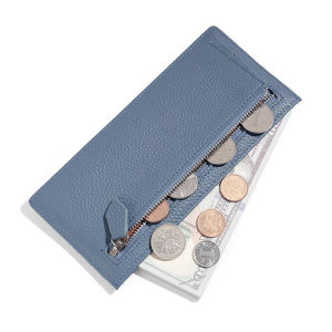 Ví Da Bò Nguyên Chất Dài Cho Nữ Ví Đựng Thẻ Có Khóa Kéo Siêu Mỏng Thiết Kế Thời Trang Ví Đựng Tiền Xu Màu Trơn