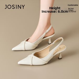 Josiny | French Pointed Toe High Heels Peep Toe Backless Pumps