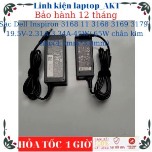 Sạc Laptop Dell Inspiron 3168 11 3168 3169 3179- 19.5V-2.31A/3.34A-45W/ 65W chân kim nhỏ(4.5mm*3.0mm)