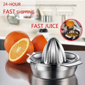 Portable Lemon Orange Manual Fruit Juicer Stainless Steel Tools Citrus Raw Juice Maker Hand Press Orange Juicer Citrus Lemon Lime with Easy Bowl Fruit Vegetable Tools
