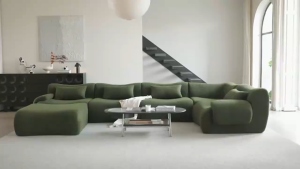 [PRE-ORDER] Modern Cream Sectional Sofa Set Boucle Fabric Couch for Office Apartment Upholstered Furniture Sponge Filling for Living Room