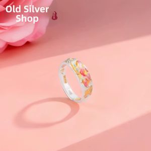 WU YUE JEWELRY | New Chinese Style Lotus Sterling Silver Ring 9999