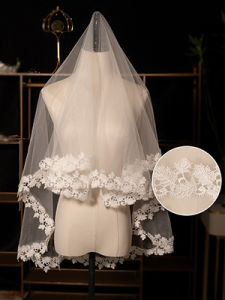 ชุดแต่งงานพร้อมหมวกผ้าชีฟองยาวสไตล์วินเทจ ขอบลูกไม้ ชุดแต่งงานสีขาว ชุดแต่งงานสไตล์ย้อนยุค ชุดแต่งงานสุดหรูหรา