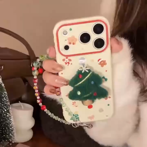 3D Cute Plush Green Tree Soft Case for iPhone 12 13 14 15 16 17 Pro Max casing for iPhone17Promax case cover