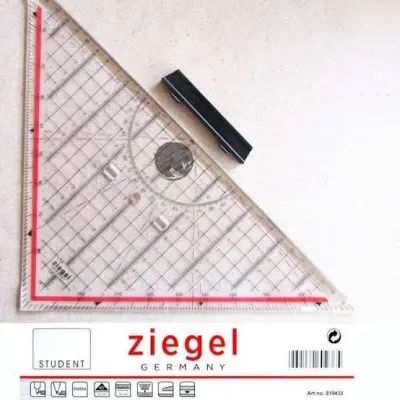 ZIEGEL TRIANGLE RULER PENGGARIS GARISAN SEGITIGA DENGAN PEGANGAN