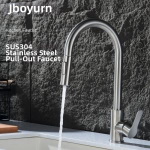 Pull-out Splash-proof Hot and Cold Water Faucet 304 Stainless Steel