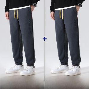 ROMON | Romon Fleece Lined Thick Winter Sports Casual Loose Fit Mens Pants Elastic Waist Cargo Long Legs Polyester Fiber Black Grey White