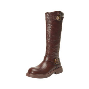Josiny | Winter Vintage Style Fur-lined Long Knight Boots