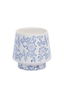 Blue and White Porcelain Butterfly Orchid Flower Arrangement Ceramic Flower Pot Chinese Indoor Vintage Ornament Porcelain Green Plant Florals Neutral Pot