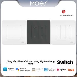Công Tắc Điều Chỉnh Độ Sáng Thông Minh MOES ZigBee Dòng Star Ring Tương Thích Với Alexa Google Home Điều Chỉnh Độ Sáng 1-3 Gang Để Điều Khiển Ánh Sáng Qua Ứng Dụng Smart Life