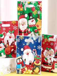 Túi Quà Giáng Sinh 10/20/50 Cái/bộ Có Quai Xách In Hình Ông Già Noel Và Người Tuyết Chất Liệu Nhựa Dùng Trang Trí Tiệc Giáng Sinh & Lễ Hội Năm Mới