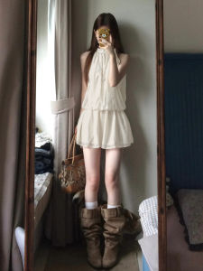 unifittoo | Slim Waist Petite Sleeveless Neckline Strap Summer Dress