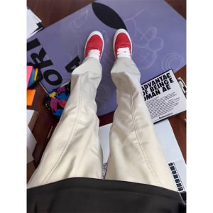 กางเกงลำลองชายผ้าไหมน้ำแข็งสีดำแห้งเร็ว กางเกงขายาวทรงหลวมสบาย ๆ สำหรับฤดูร้อน ป้องกันแสงแดด กางเกงขายาวทรงขาบาน