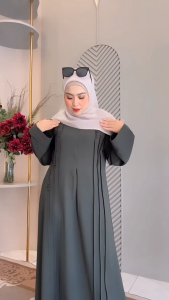 abaya polos busui leniva exslusive aku karissa/gamis polos hutam terbaru wanita muslimah/abaya kancing warna burgundy dan biru emerlad