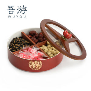 Wedding Celebration Ceramic Candy Box Snack Plate Fruit Tray Tea Sesame Seed Tray Chinese Style Handmade Pure Color Diningware